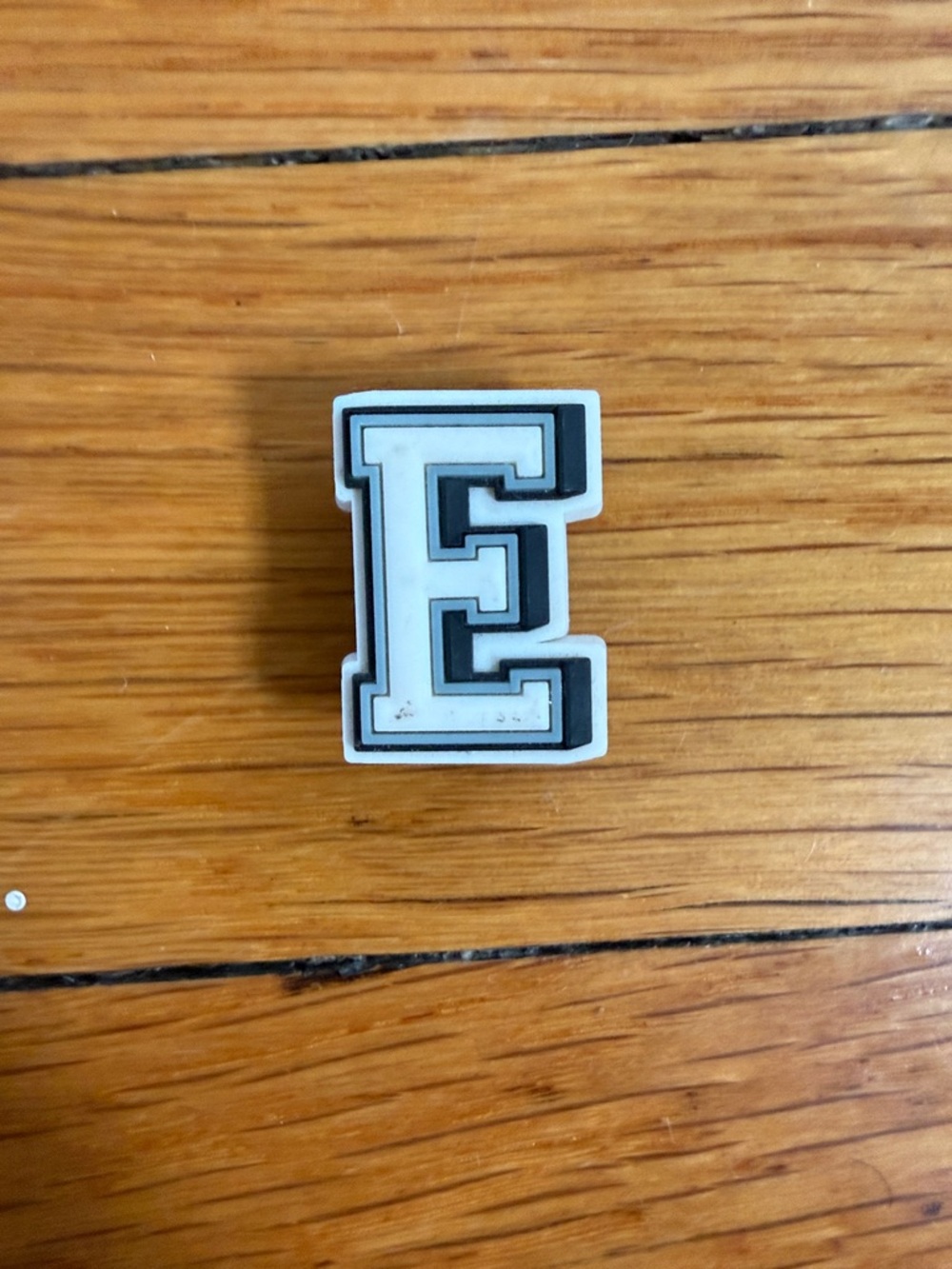 Letter E Jibbitz Crocs Charm in White and Black